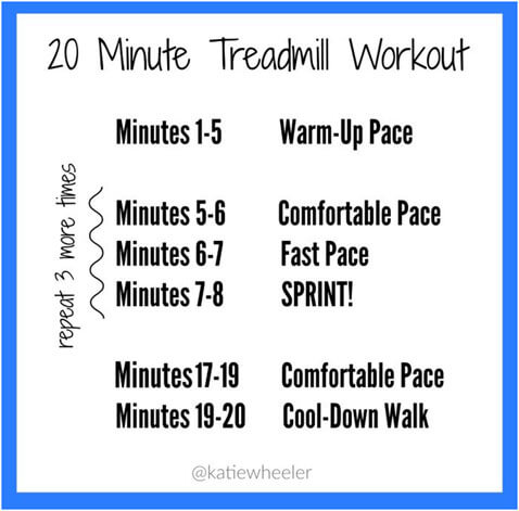 Find time to work out with this 20 minute treadmill routine.