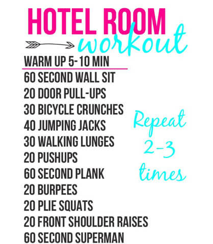 Use these 10 hotel workouts to help you stay fit while traveling.