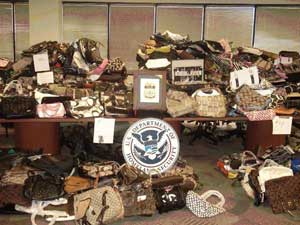 Knock-off purses seized by the U.S. Government